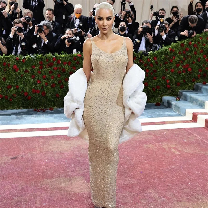 Sparkly Diamonds Rhinestone Bodycon Maxi Dresses for Women Wedding Evening Backless Night Party Club Celebrity Even Dresses Robe