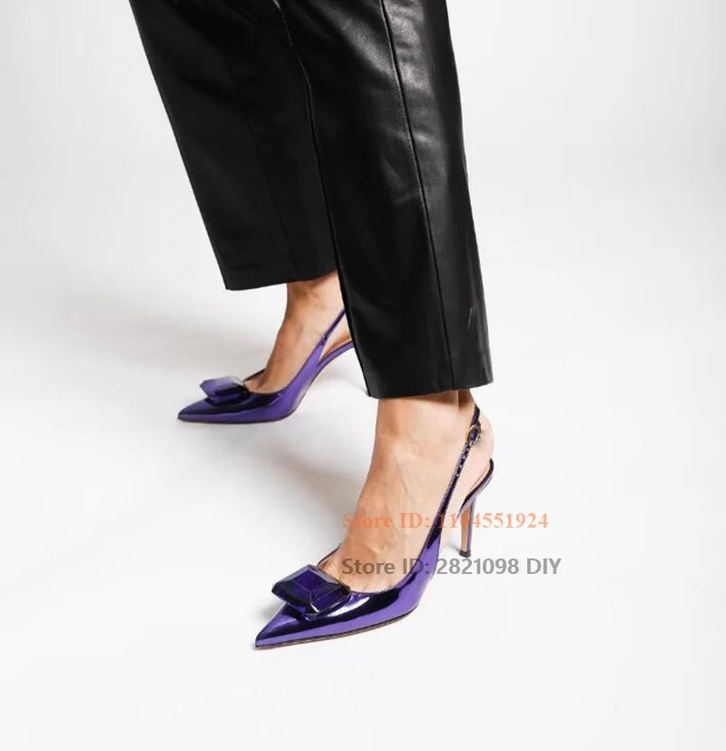 Crystal Embellished Diamond Slingback Pumps for Women