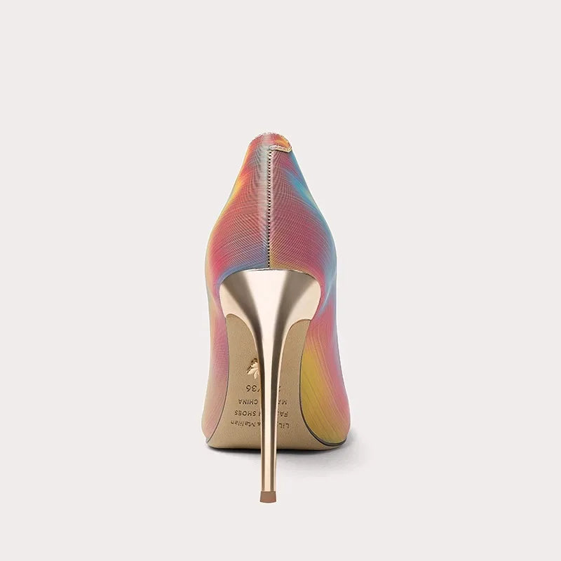 Rainbow Color Pointed Toe High Heel Stiletto Pumps for Women