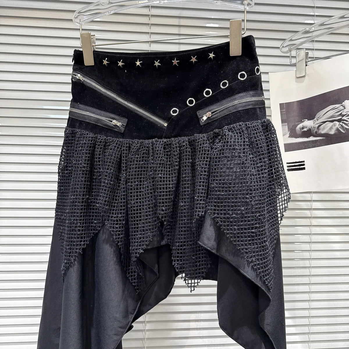 Irregular A Line Patchwork And Zipper Midi Skirt For Women