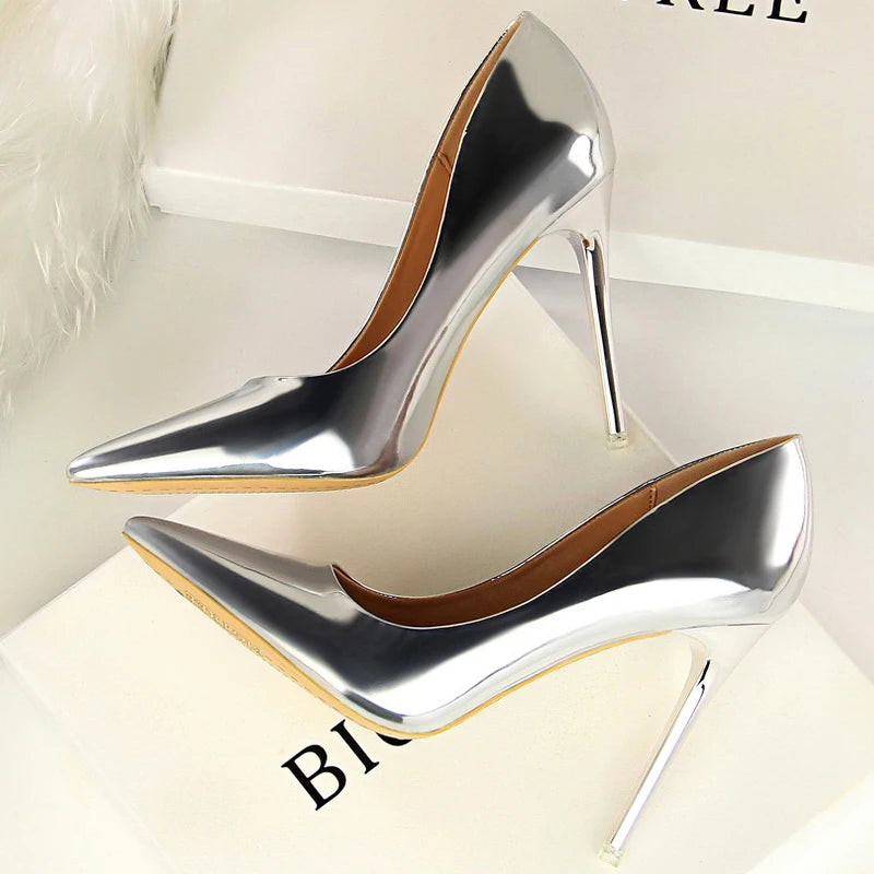 Classic Patent Leather Stiletto High Heel Pumps for Women