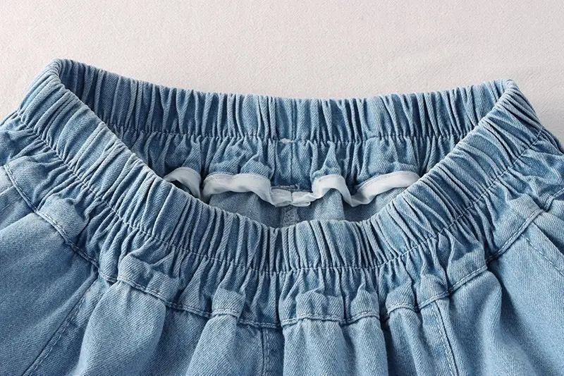 Classic Retro Denim Midi Regular Fit Skirt For Women