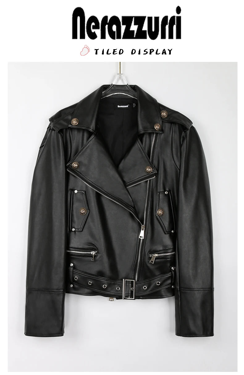 Bright Green Faux Leather Biker Jacket With Adjustable Waist For Women