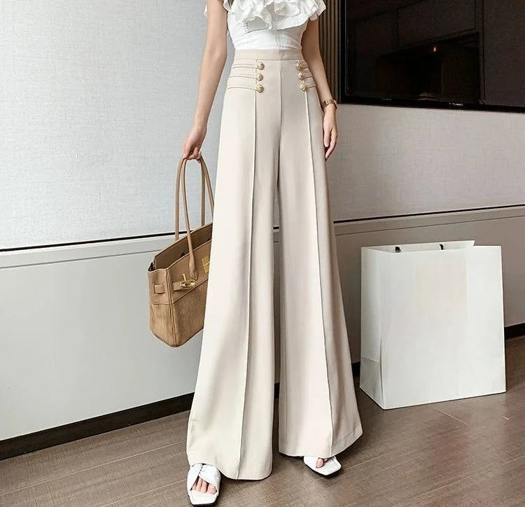 High Waist Female Trousers Elastic Classic Xxl Vintage Korean Fashion Chic and Elegant Aesthetic G 90s Women's Pants Wide Leg