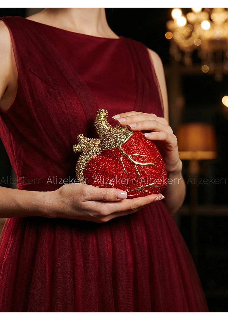 Gorgeous Rhinestone Heart Shaped Evening Bag for Women