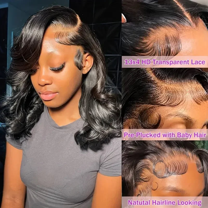 Glueless Short Human Hair Body Wave Bob Wig for Women