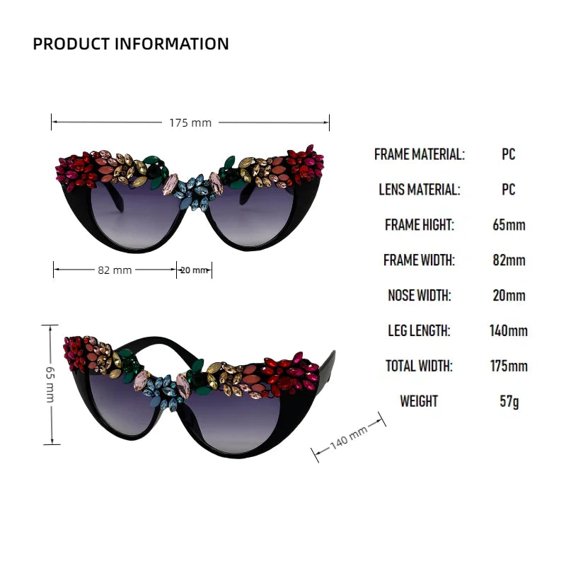 Colorful Gem Cat Eye Sunglasses