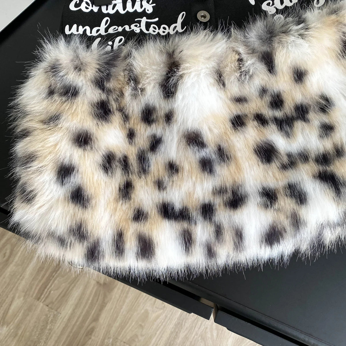 Leopard Print Furry A-Line Mini Skirt With Zipper for Women