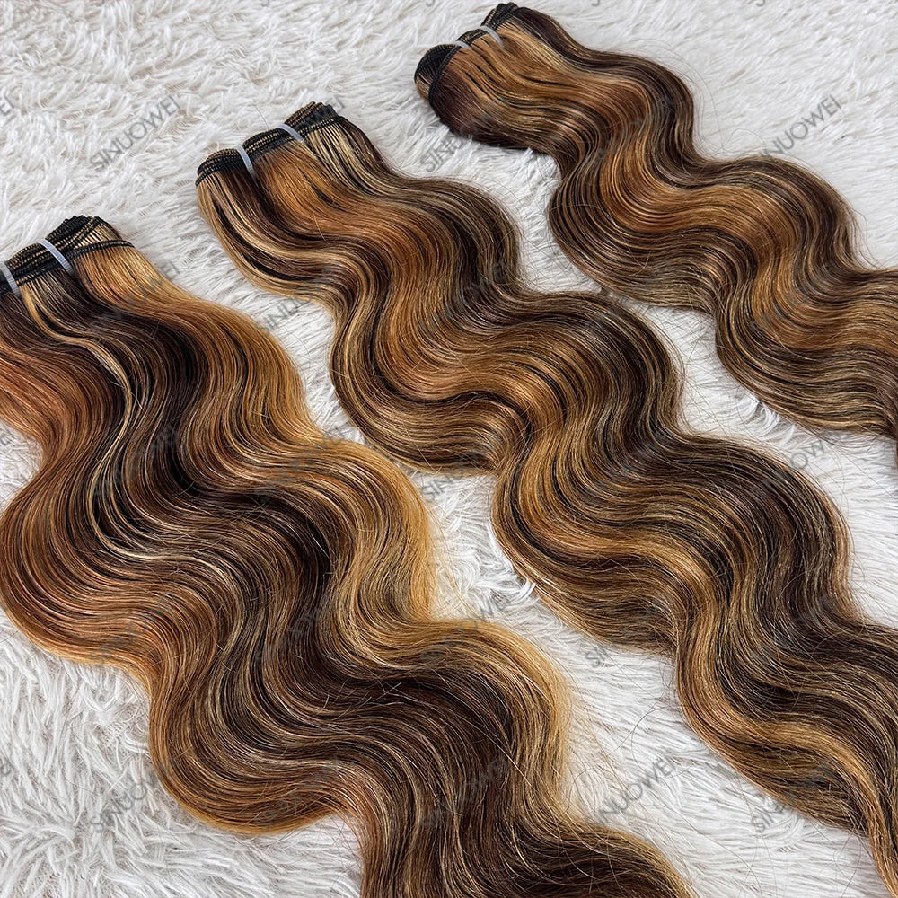 Honey Blonde Highlight Body Wave Hair Bundles for Women