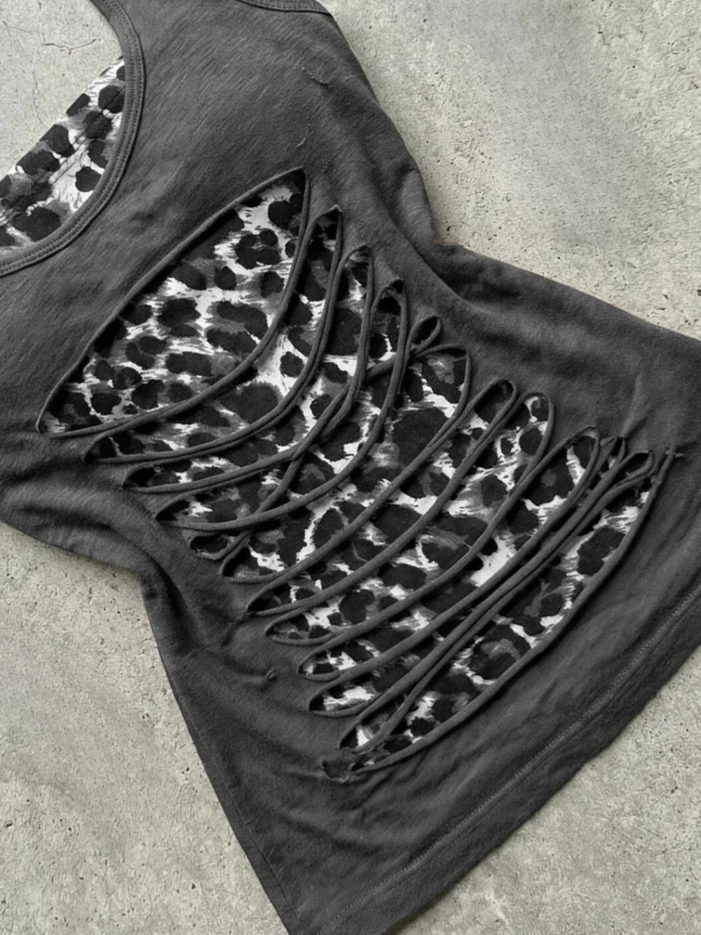 Leopard Patchwork Cropped Halter Tank Top for Women