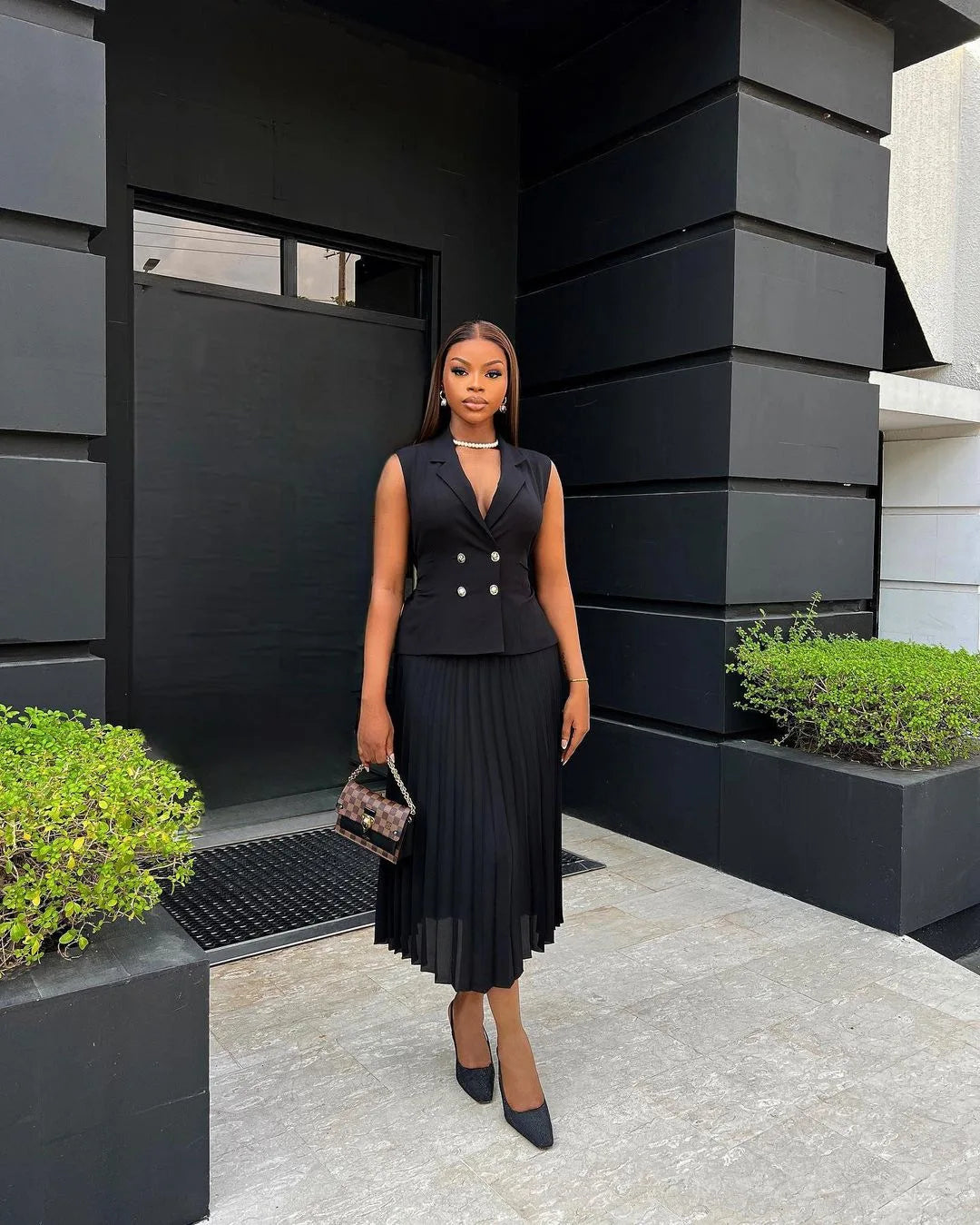 CM.YAYA Street OL Work Women's Set Sleeveless Vest Tops and Pleated Skirts Suit 2024 Summer INS Two 2 Piece Set Outfit Tracksuit