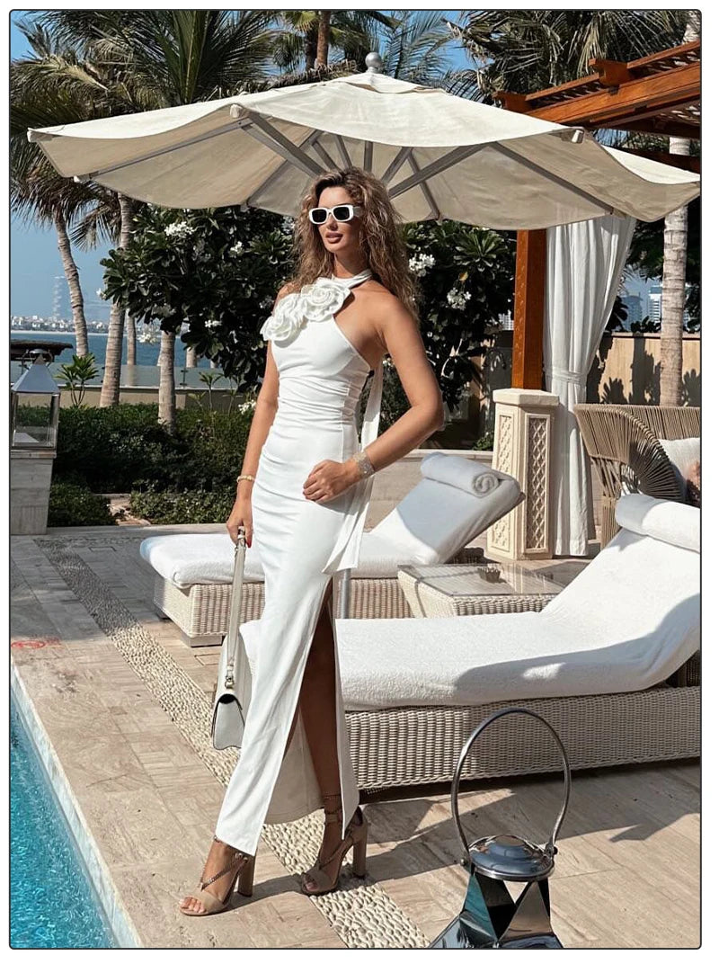 Chic Floral Embellished Birthday Long Dress for Women