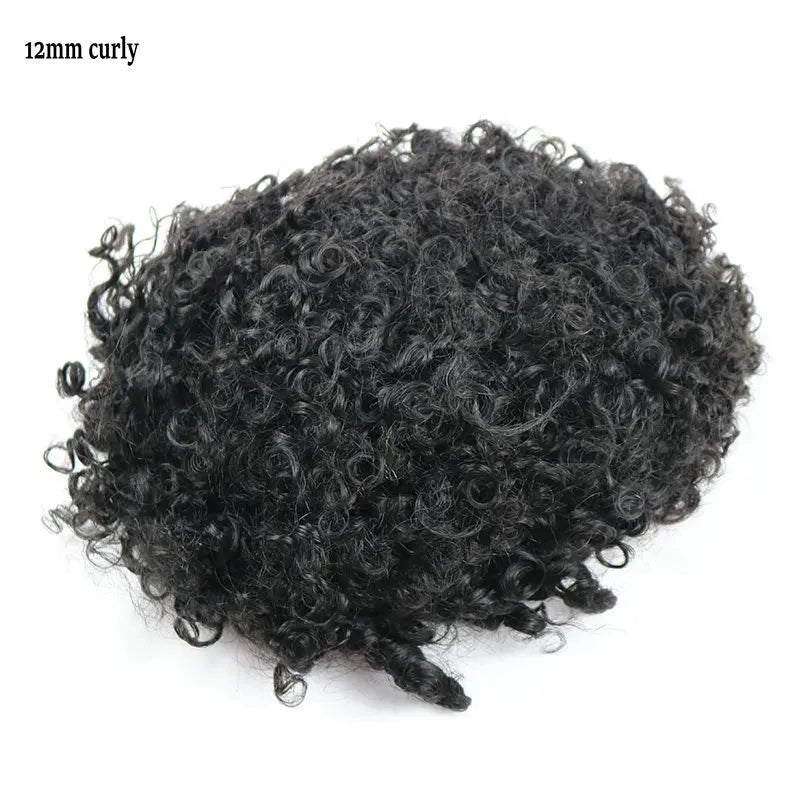 Kinky Curly Human Hair Toupee With Natural Hairline for Women