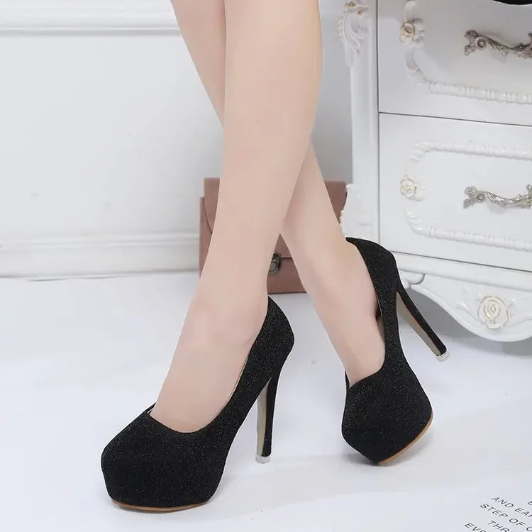 Elegant Square Heel Platform Pumps