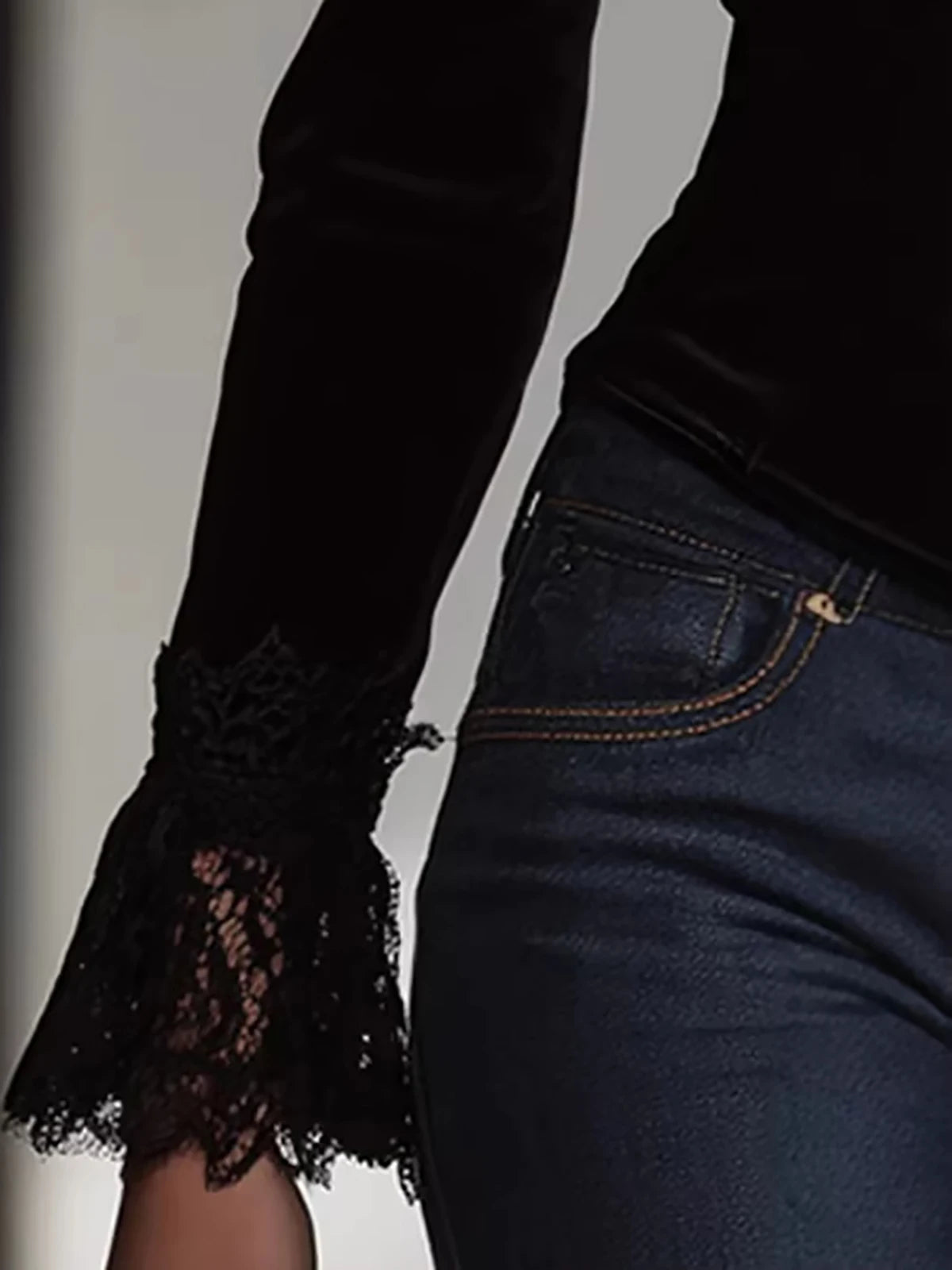 Elegant Vintage Square Collar Lace Blouse for Women