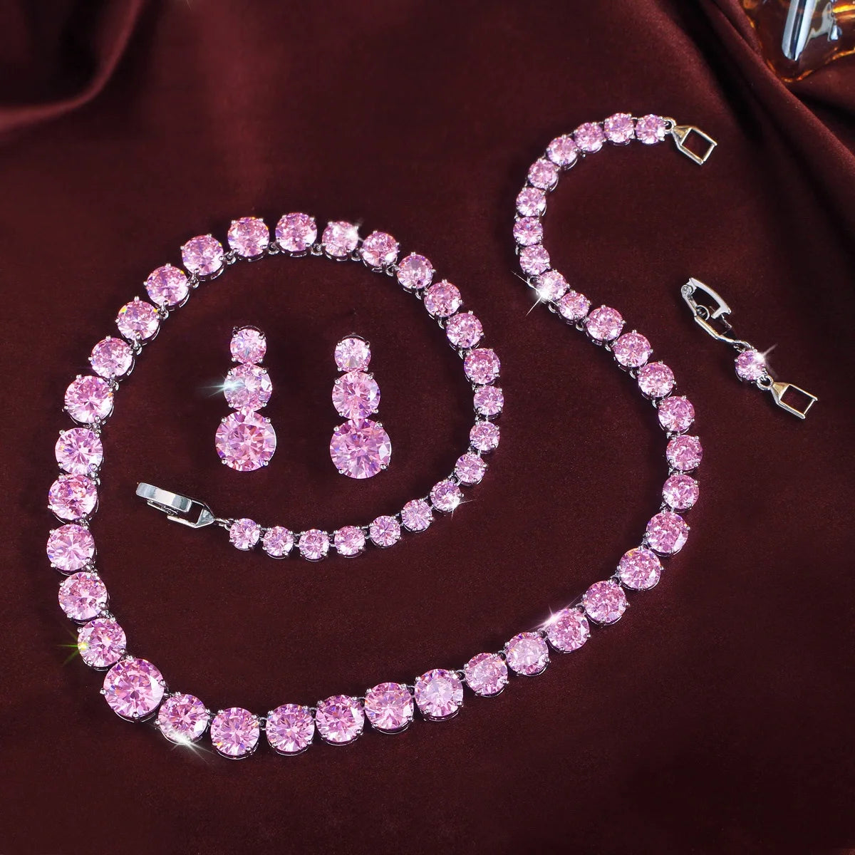 Purple CZ Necklace And Earring Set