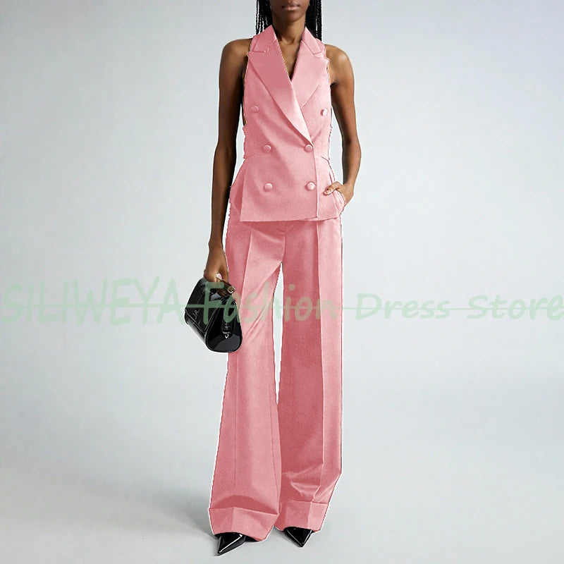 Double Breasted Vest And Pants Set