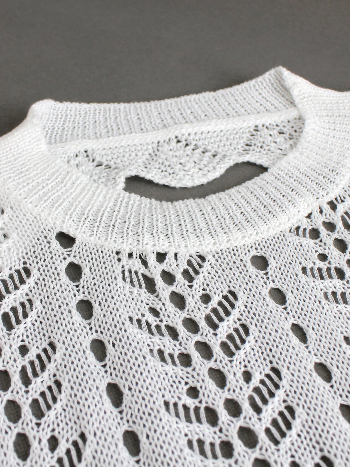 Crochet Backless High Neck Openwork with Scalloped Hem Mini Dress for Women