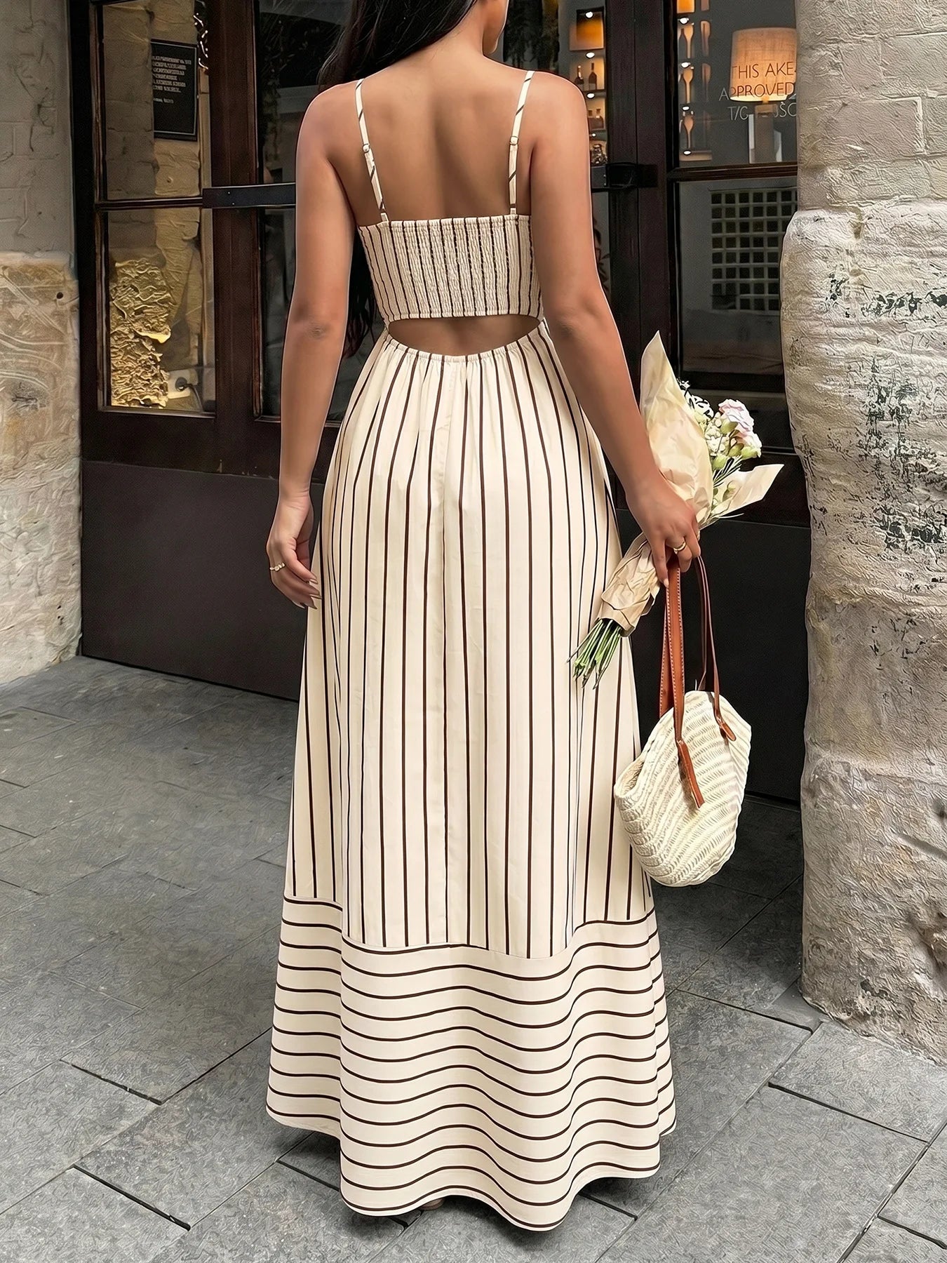 Elegant Backless Square Collar Maxi Dress for Women
