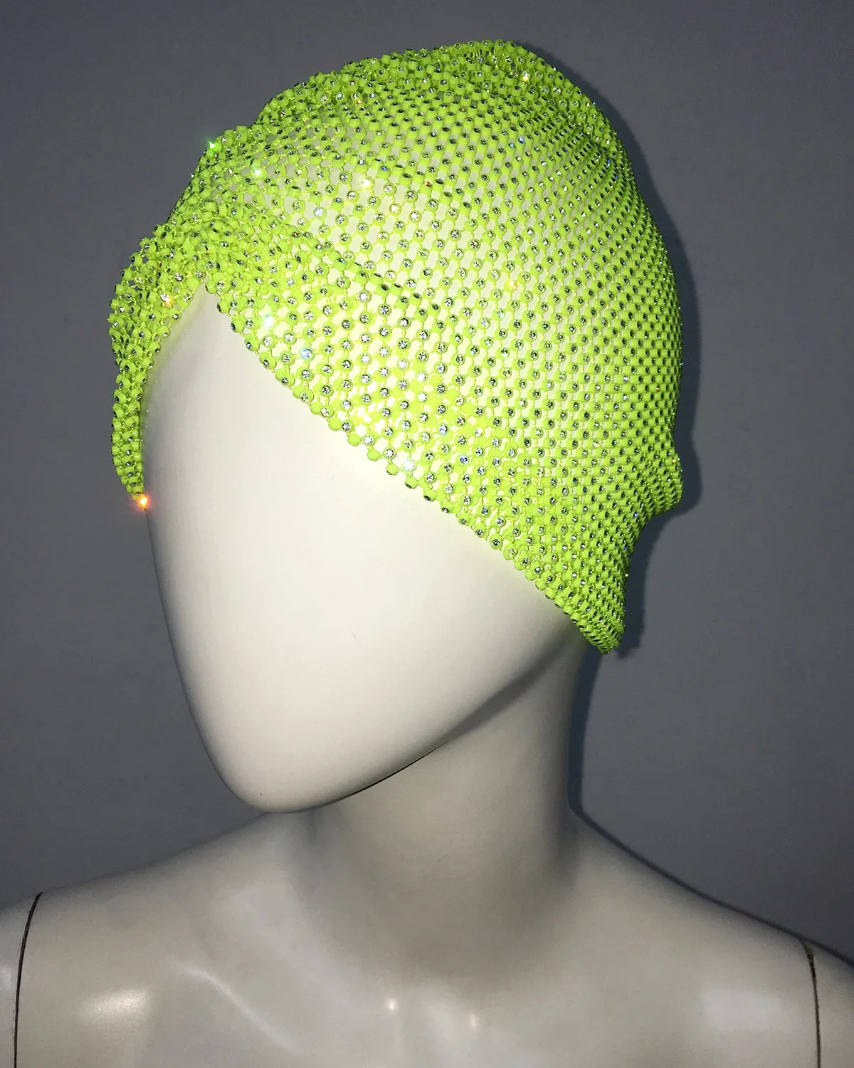 Sparkly Rhinestone Fishnet Turban Head Wrap for Women
