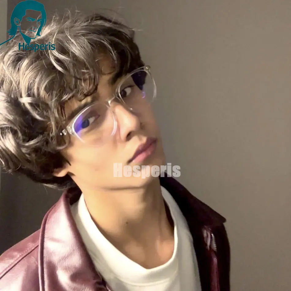 Glueless Short Curly Lace Front Wig In Natural Black For Men