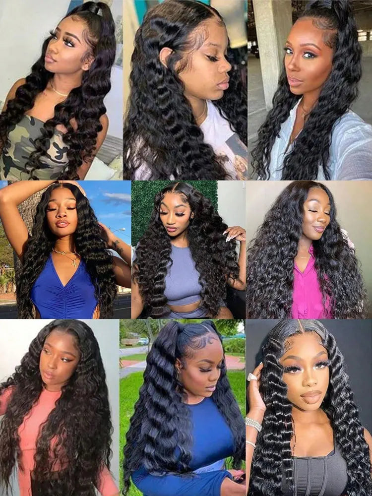 Deep Wave Preplucked Lace Front Human Hair Wig For Women
