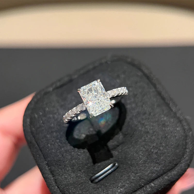 Oval Cut Moissanite Sterling Silver Engagement Ring for Women