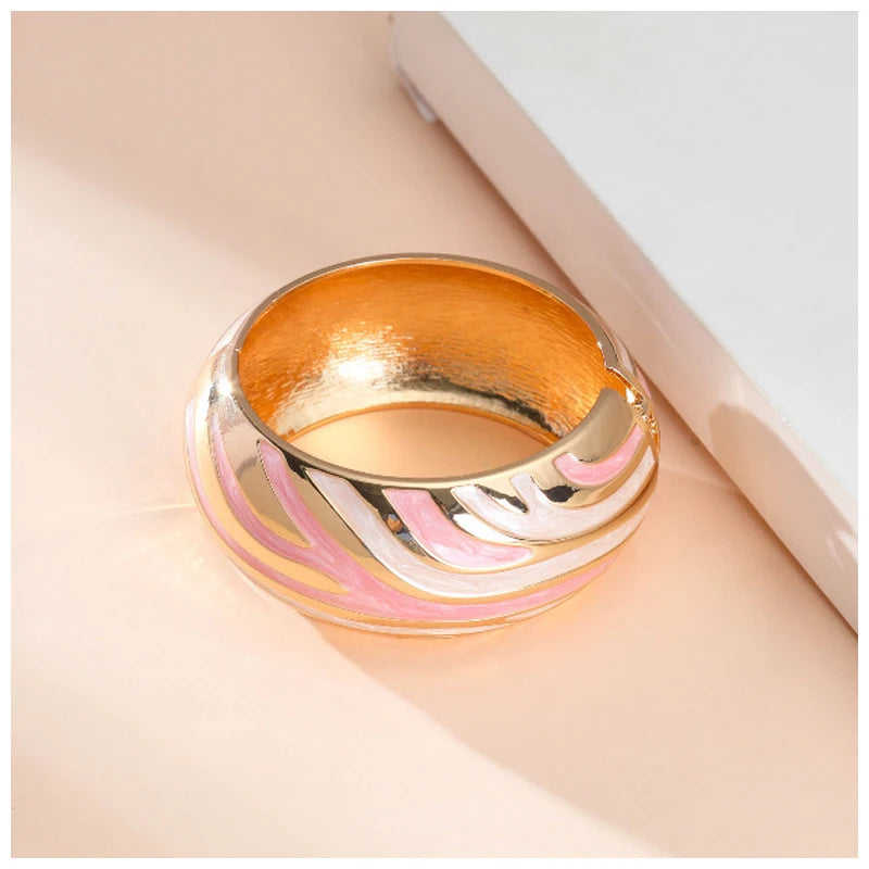 Colorful Enameled Statement Cuff Bangle Bracelet for Women