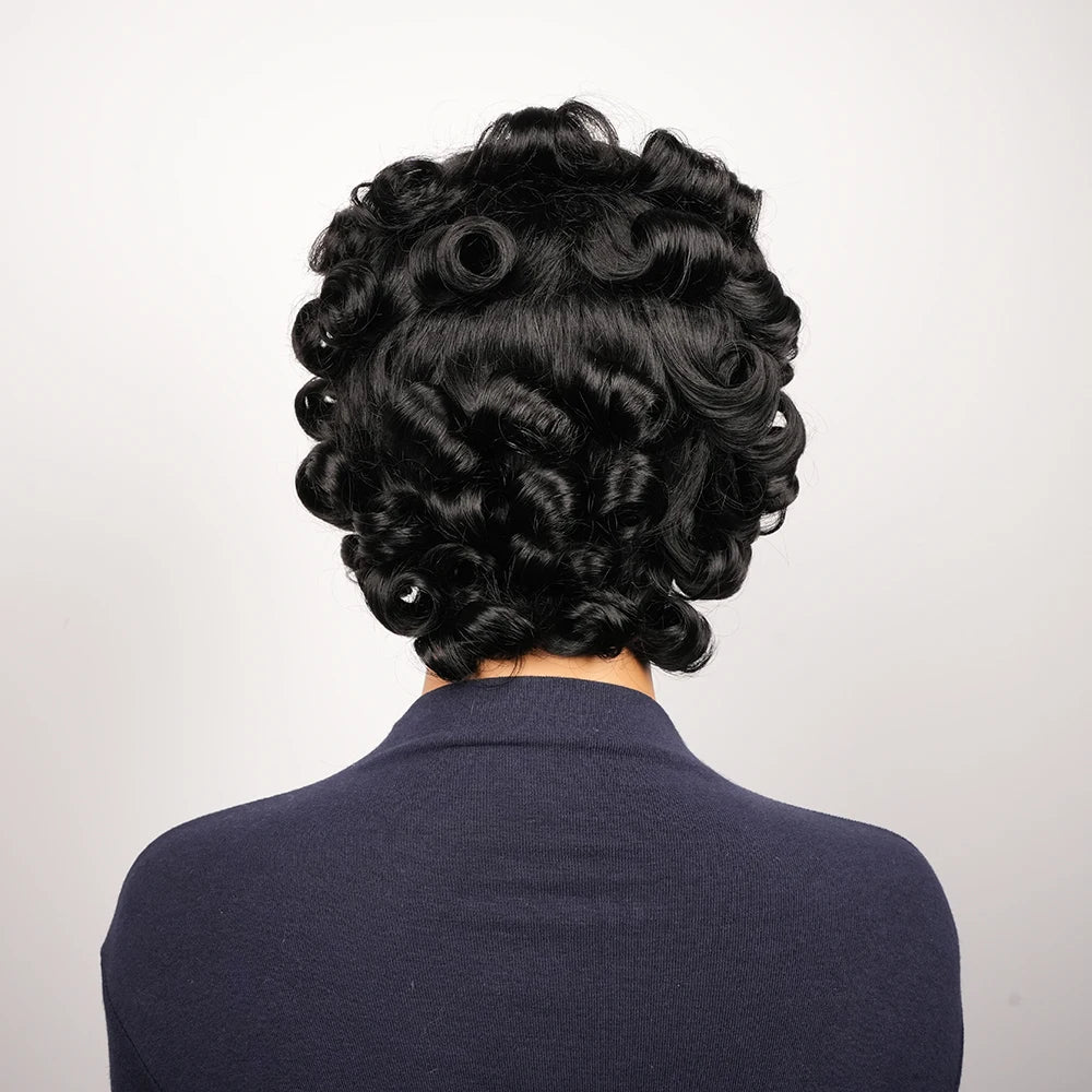 Brazilian Human Hair Egg Curl Pixie Cut Wig with Bangs for Women