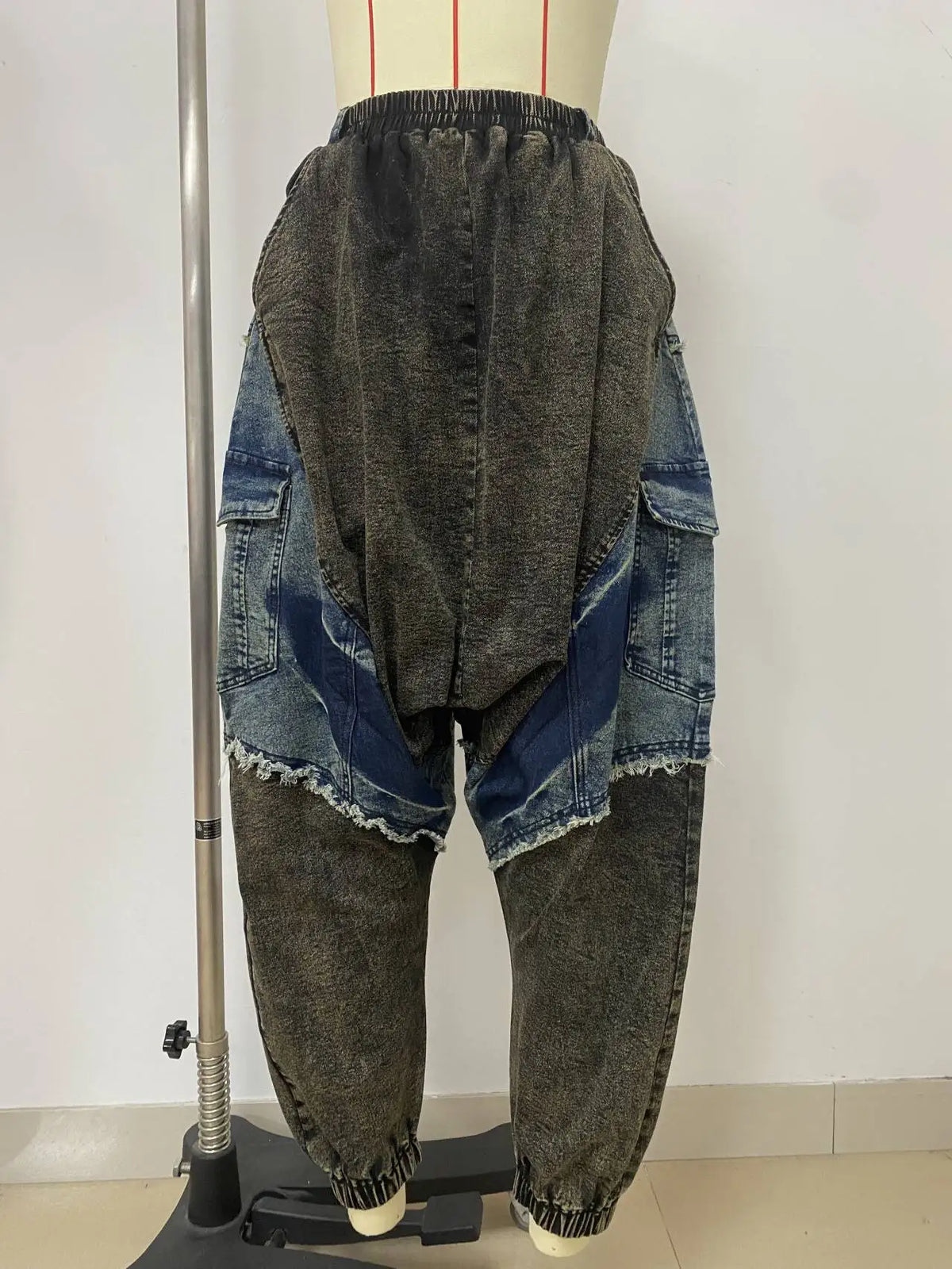 High Waist Patchwork Loose Fit Harem Jeans for Women
