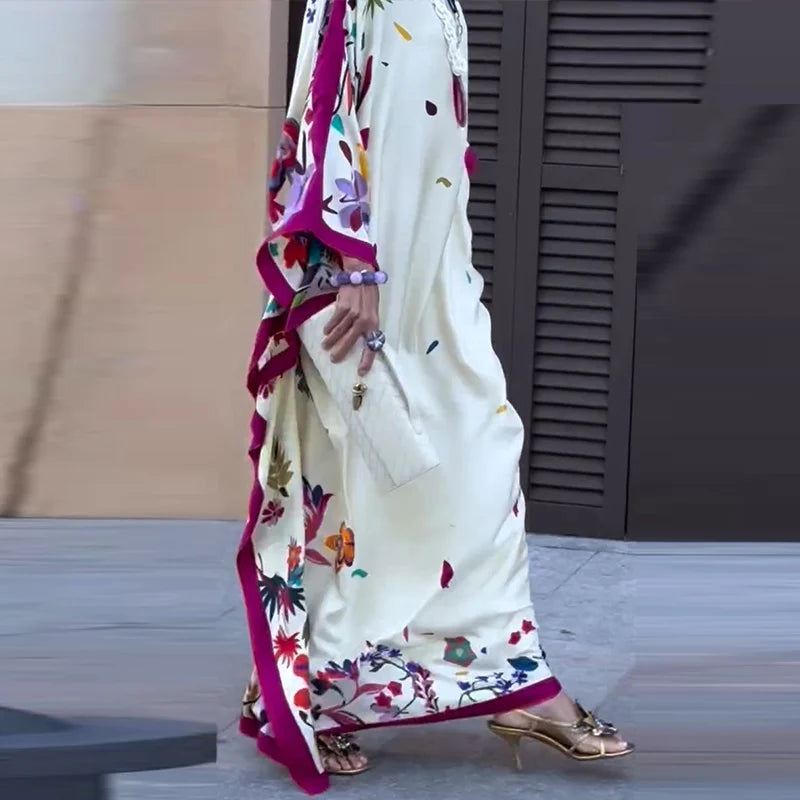 Casual Print Pleated Maxi Beach Vacation Chic Dress for Women