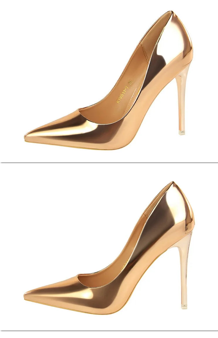 Classic Patent Leather Stiletto High Heel Pumps for Women