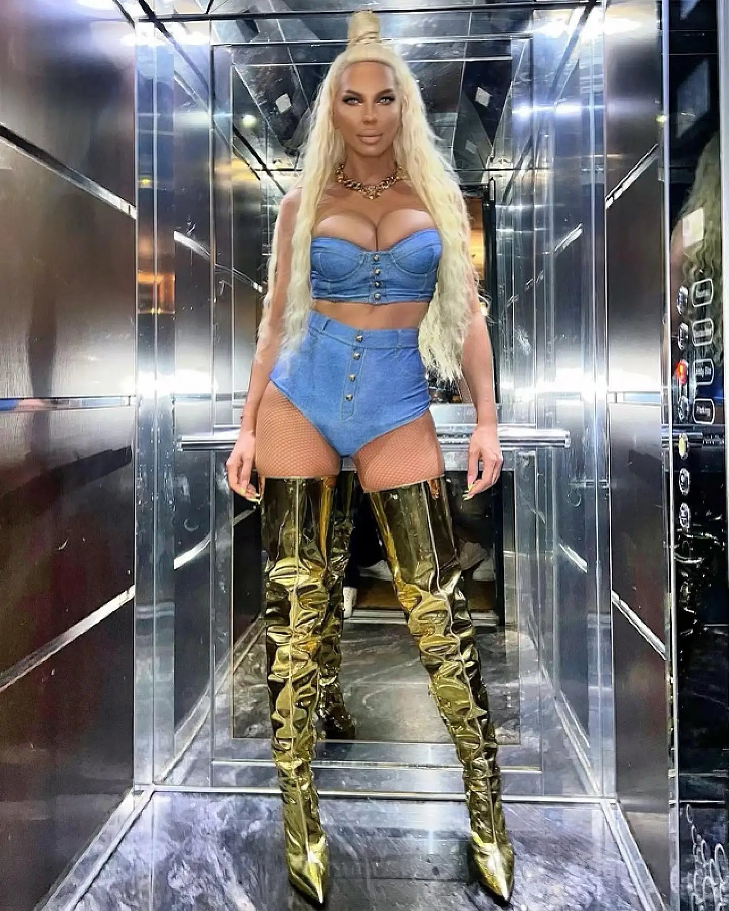 Gold Patent leather Over The knee Boots Sexy Metal Heel Stiletto  Women Thigh High Crotch Boots Pointed Toe High Heel Shoe 35-44