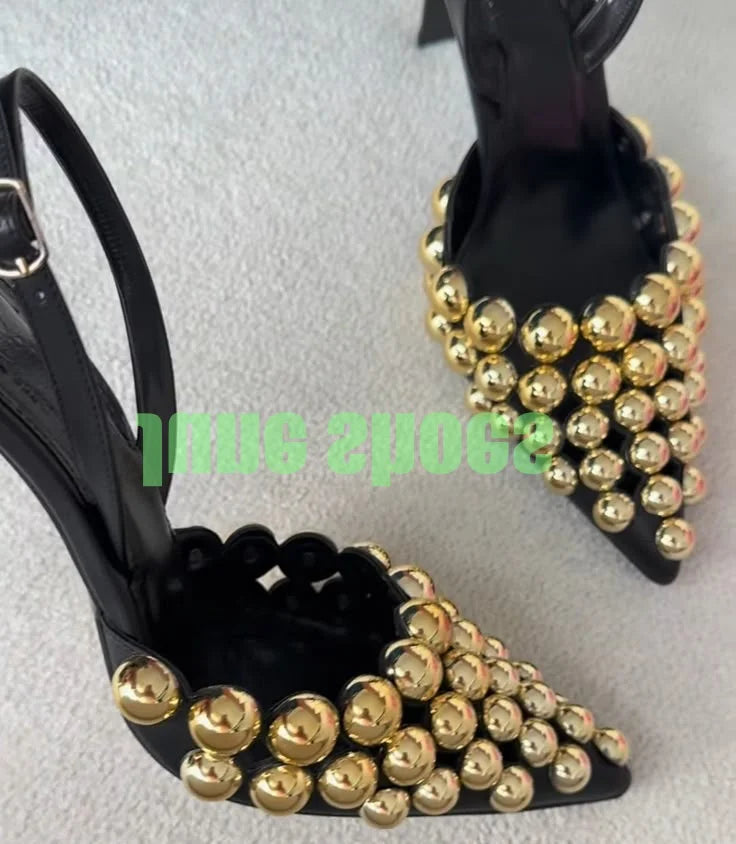 Elegant Pointed Toe Black Strap High Heels for Women
