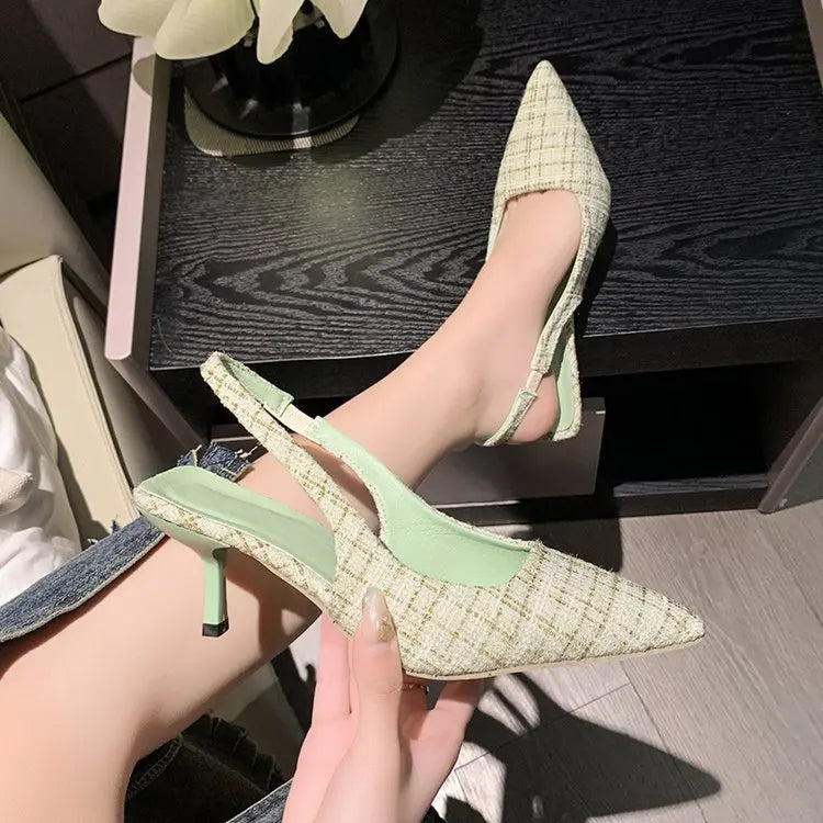 Elegant Blue Pointed Toe Slingback Pumps for Women