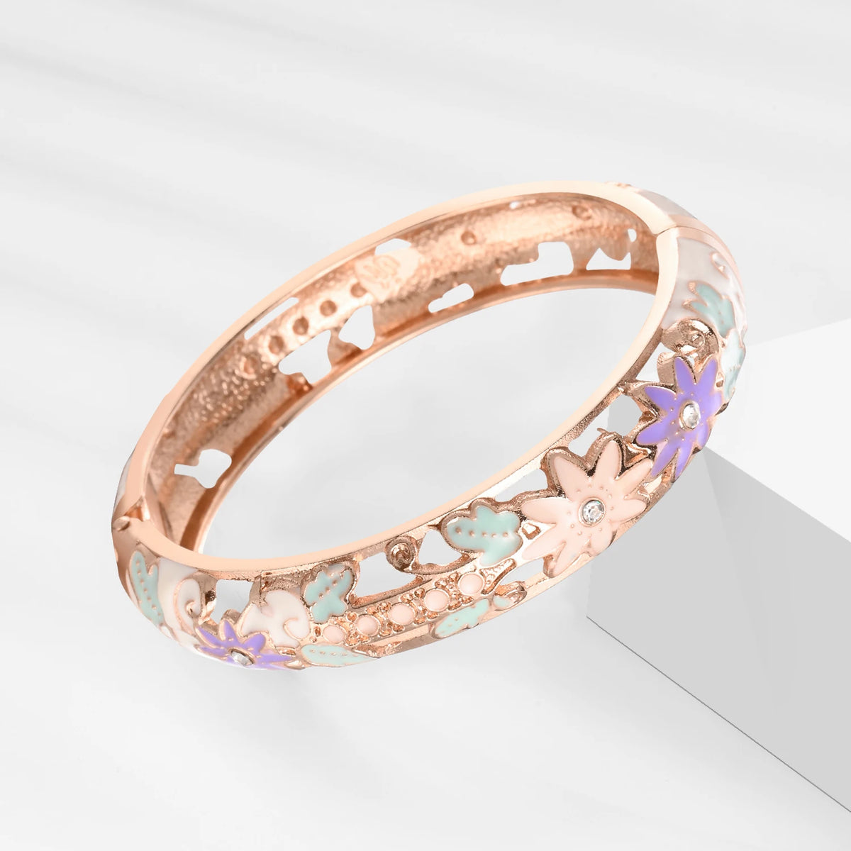 Purple Cloisonne Enamel Bangle Bracelet