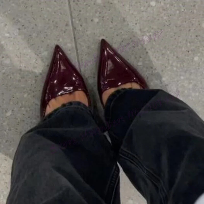 Wine Red Slingback Pointed Toe Pumps Cut Heels Shoes for Women Thin High Heels Sexy Evening Party Shoes 2025 Zapatos Para Mujere