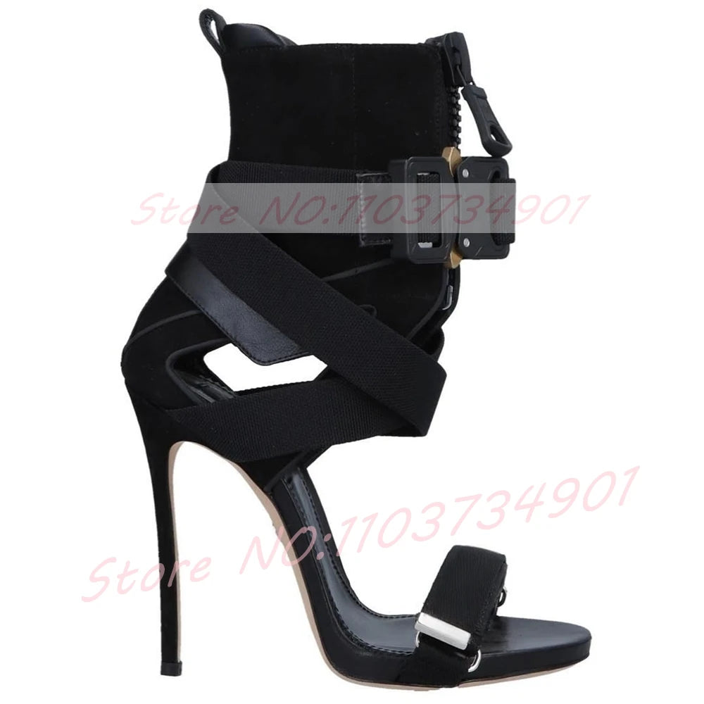 Multi Color Ankle Strap High Heel Sandals For Women