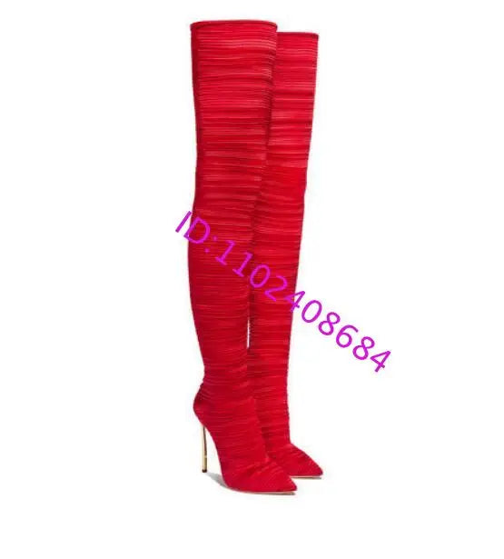 Spiral Pattern Stiletto Over The Knee Boots for Women