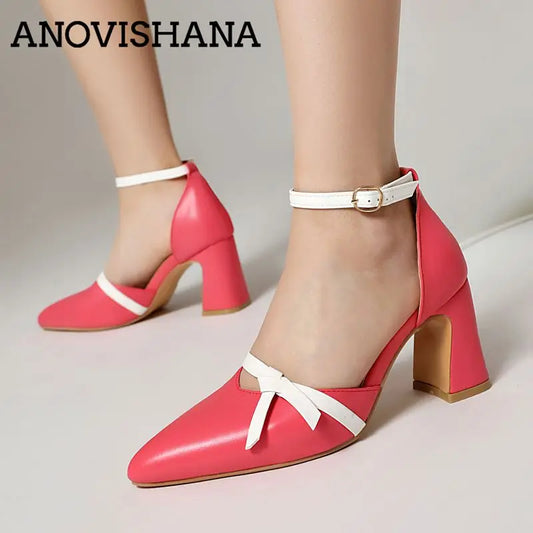 Pointed Toe Bowknot Buckle Sandals