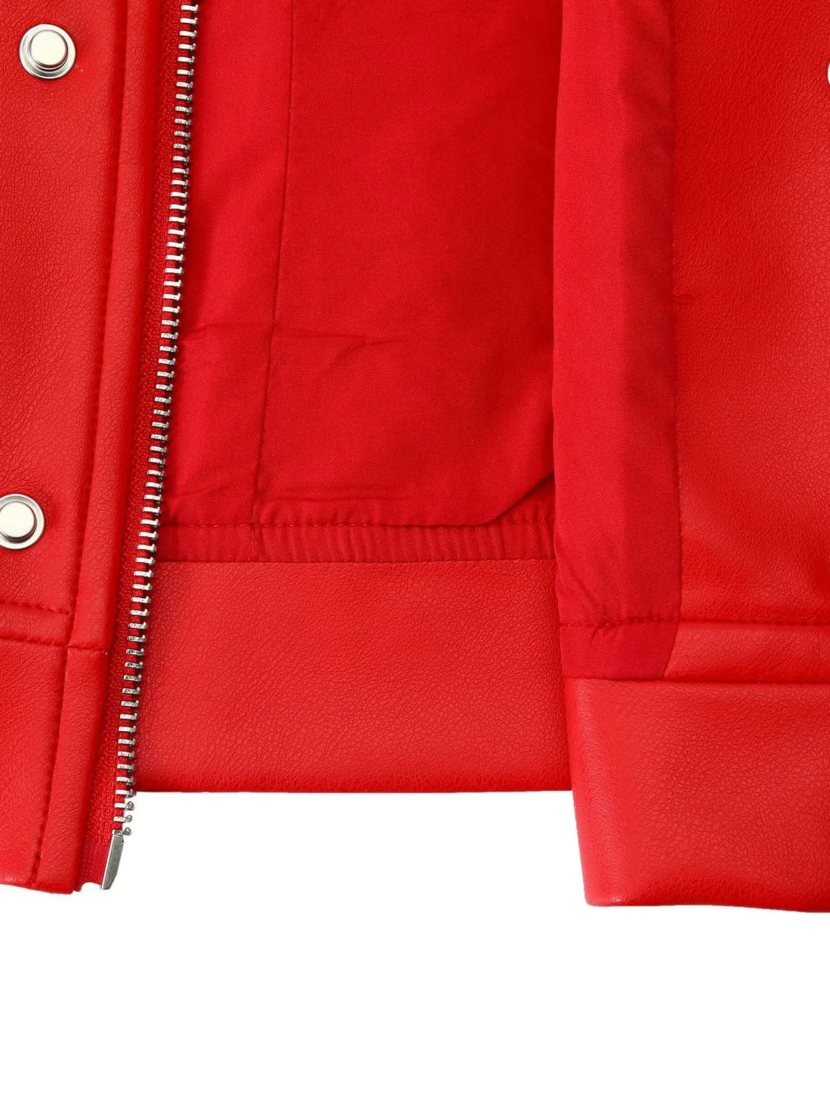 Contrasting Color Embroidered PU Leather Jacket for Women