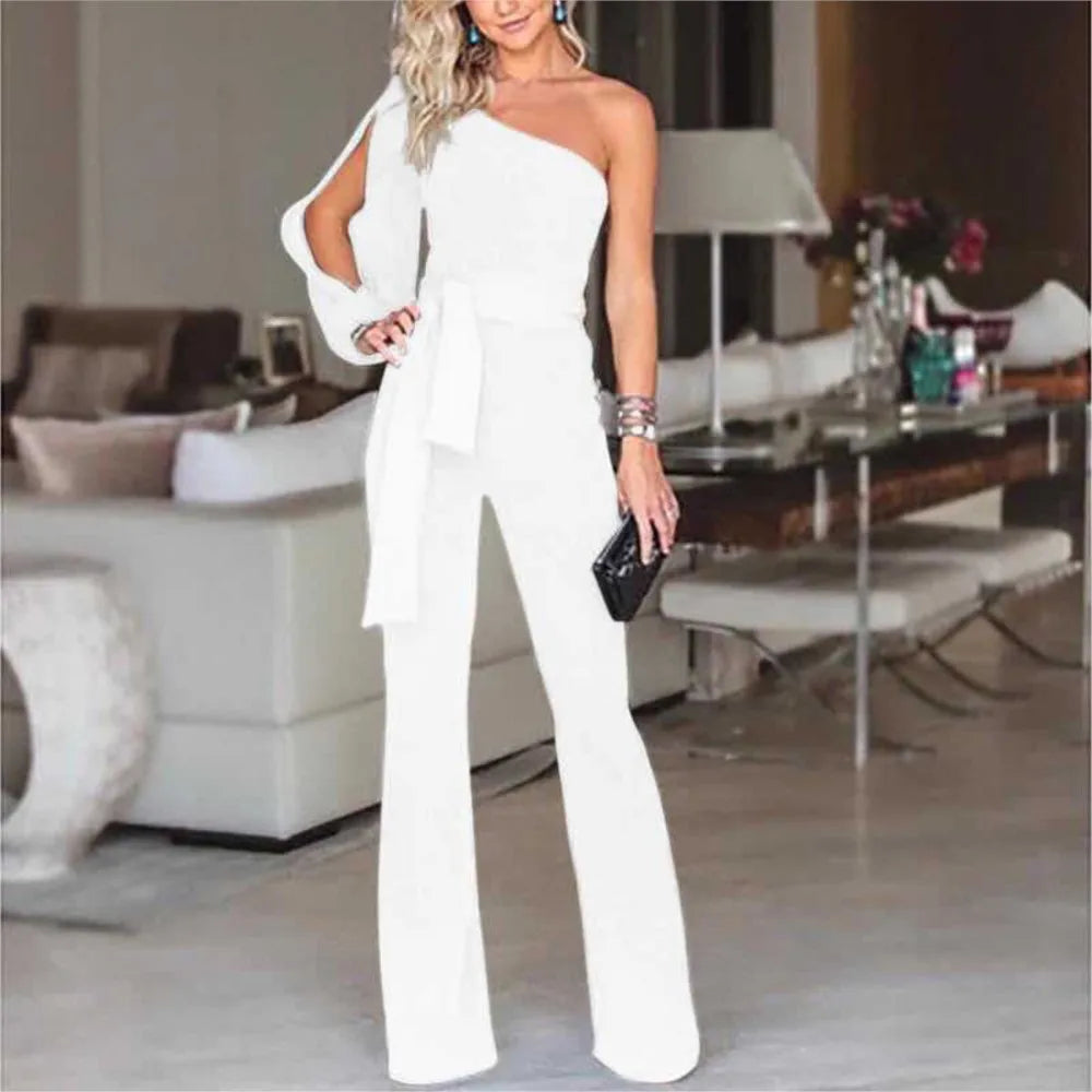 Elegant Slim-Fit One-Sleeve Party Jumpsuit for Women