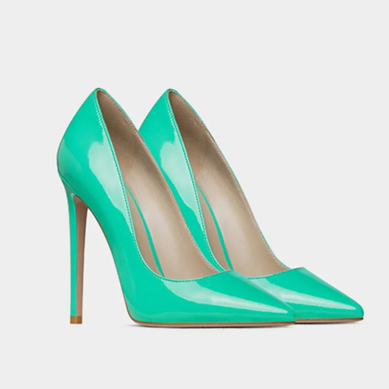 Solid Color Patent Leather Stiletto High Heel Shoes For Women