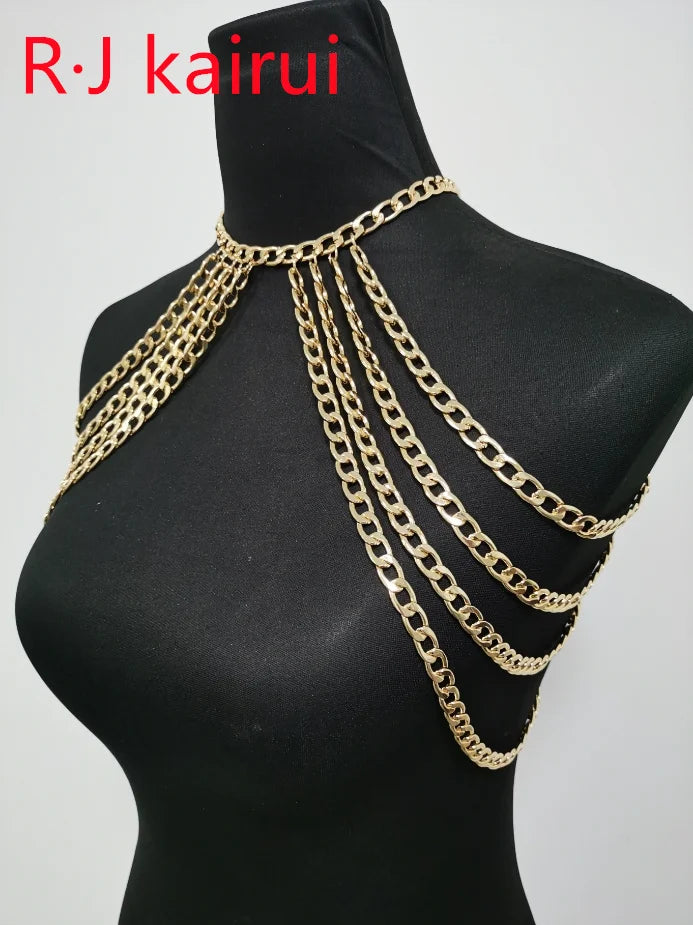 Elegant Delicate Gold Shoulder Chain Necklace for Women