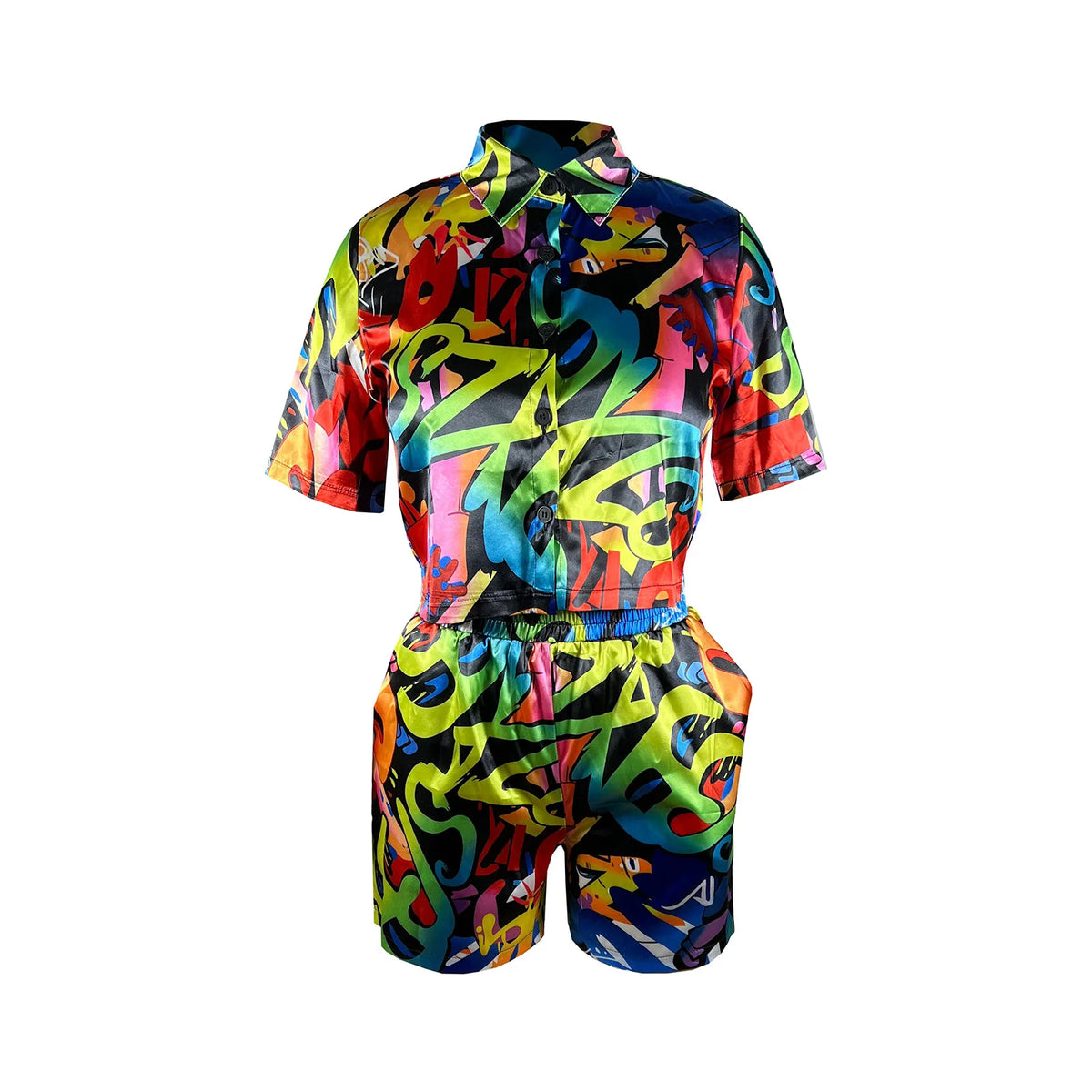 African Print Dashiki Two Piece Set With Shorts for Women