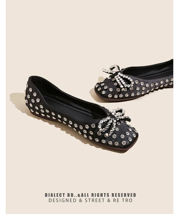 Elegant Rhinestone Bowknot Mary Jane Shoes For Women