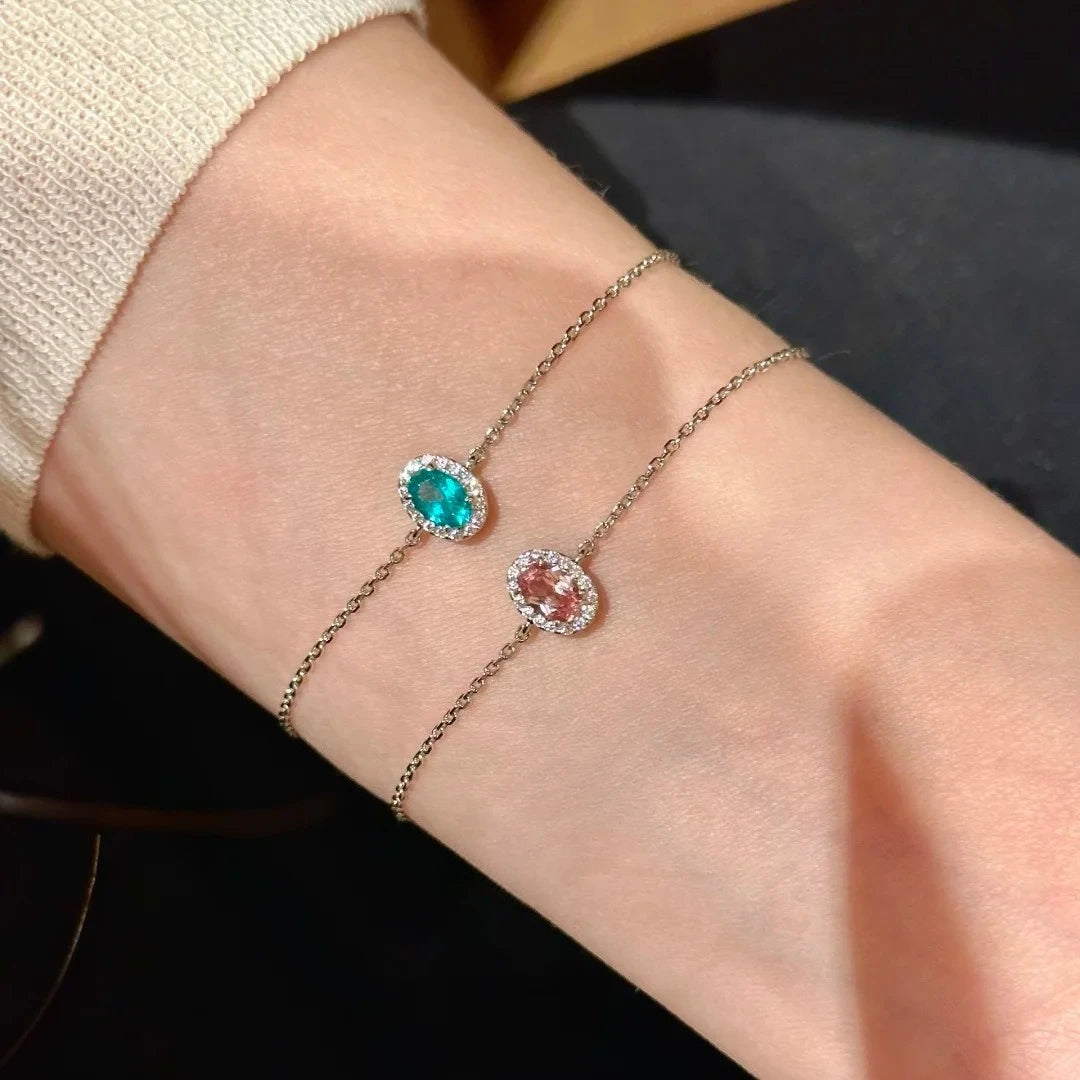 Dainty Oval Cubic Zirconia Chain Bracelet for Women