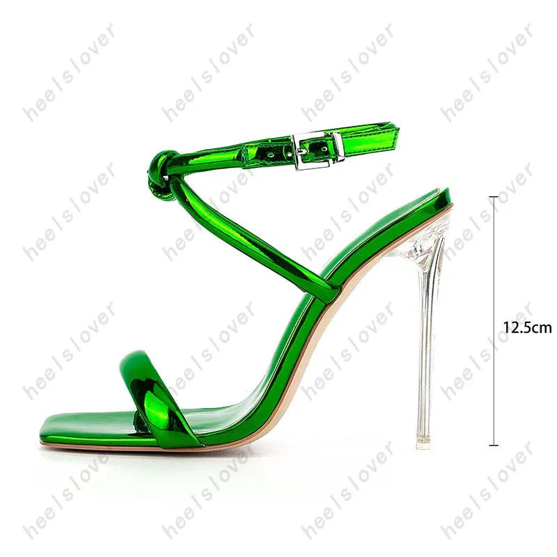 Square Toe Buckle Strap Stiletto Party Sandals for Women