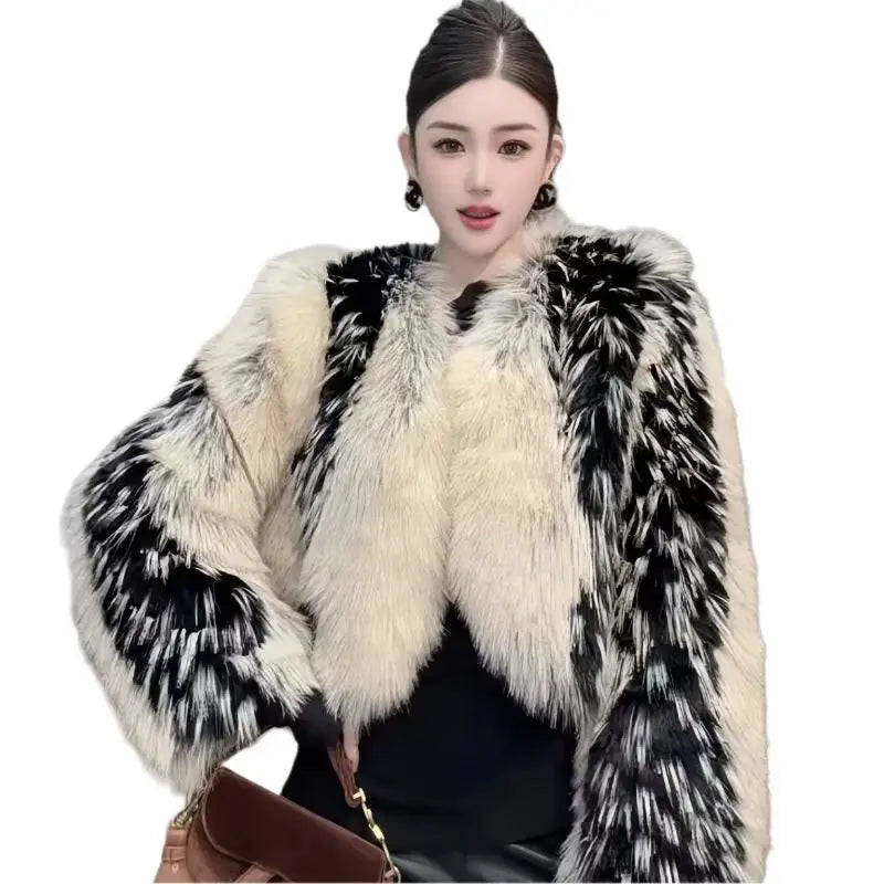 Faux Fur Coat for Women,Streetwear Jacket,Thick Warm Designer Female Clothes,High Quality,New,Winter，2024