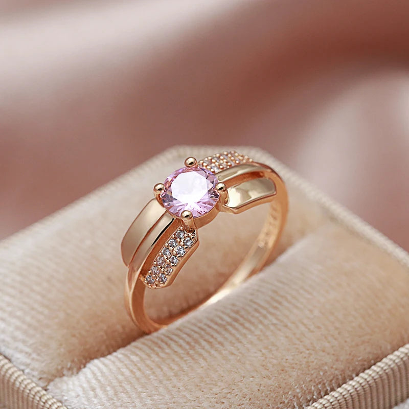 Pink Princess Cut Zircon Ring